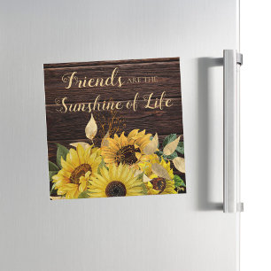 Rustikalisches Holz Gelbe Sonnenblumen Freunde Son Magnetkarte