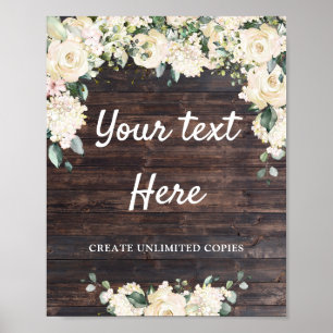 Rustikalisches Holz Grün Weiß Floral Boho individu Poster