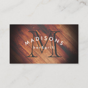 Rustikalisches Holz mit Monogramm Visitenkarte