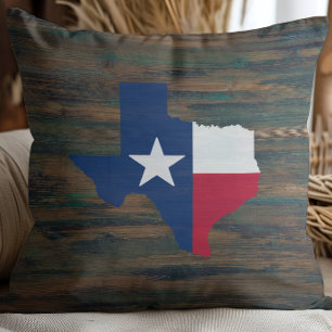 Rustikalisches Holz Rot Weiß Blau Texas Name hinzu Kissen