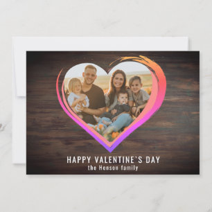 Rustikalisches Holz Zwei Herzen Foto Frohe Valenti Feiertagskarte