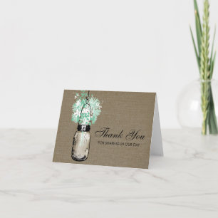 Rustikalisches Mason-Glas gefüllt mit Wildblumen Dankeskarte