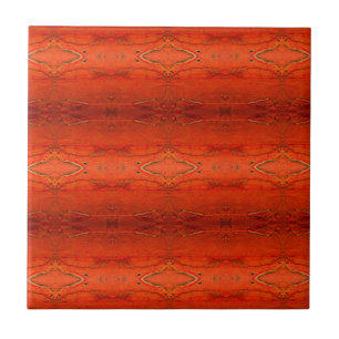 Rustikalisches Orange Aztekenmuster Fliese