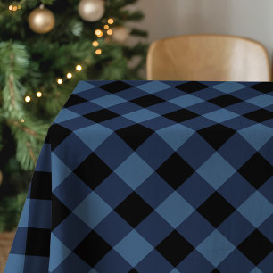 Rustikalisches Schwarz-Blau-Buffalo-Karo Tischdecke