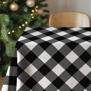 Rustikalisches Schwarz-Weiß-Büffel-Karo Tischdecke