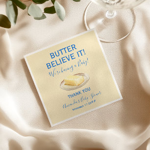 Rustikalisches Thema Butter Gelb Blau Babyparty Serviette