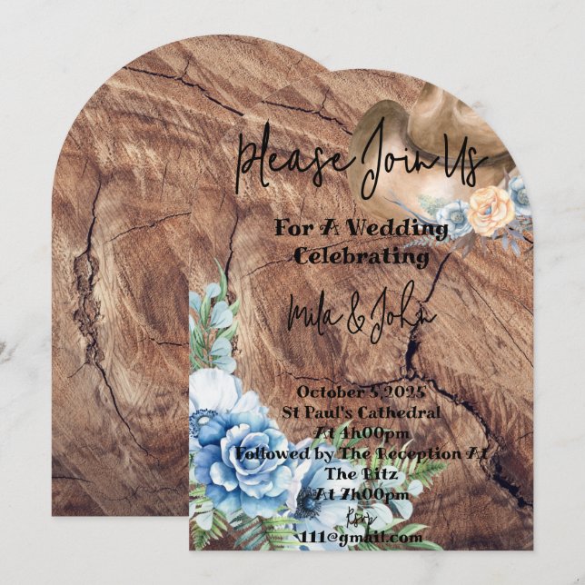 RUSTIKBOOTE KUWBOY WEDING INVITATION CARD EINLADUNG (Vorne/Hinten)