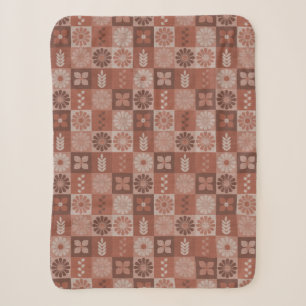 Rustikbraune Jute Blumen Blätter Sherpa-Decke Sherpadecke