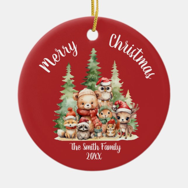 RUSTIKCHRISTMAS HOLZTIERE KERAMIK ORNAMENT (Vorne)