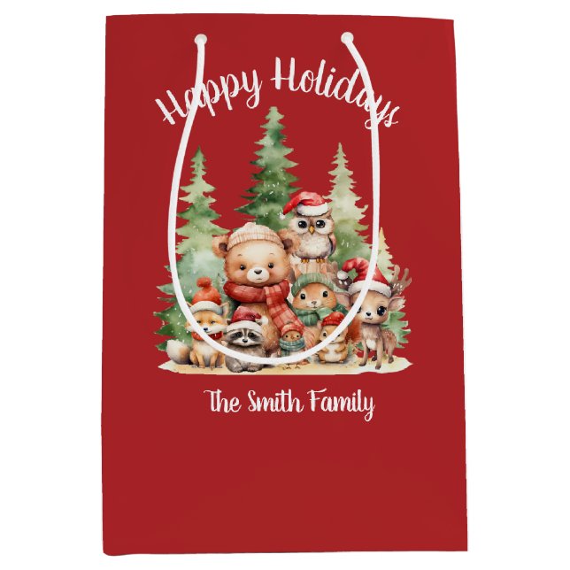 RUSTIKCHRISTMAS HOLZTIERE MITTLERE GESCHENKTÜTE (Vorderseite)