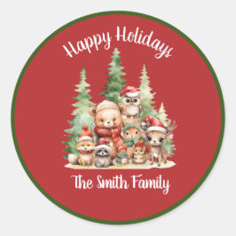 RUSTIKCHRISTMAS HOLZTIERE RUNDER AUFKLEBER