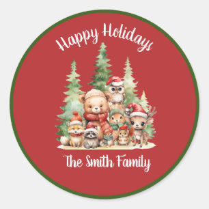 RUSTIKCHRISTMAS HOLZTIERE RUNDER AUFKLEBER