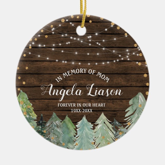 RUSTIKholz im Gedächtnis der Mama Weihnachtsschmuc Keramik Ornament (Vorne)