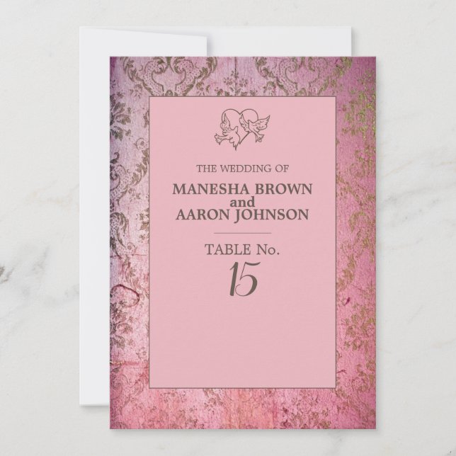 RUSTIKPINK - flache Tafelkarte Einladung (Vorderseite)