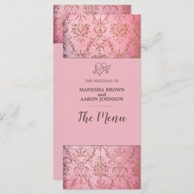 RUSTIKPINK - Menü-Karte für Hochzeiten Menükarte (Vorne/Hinten)