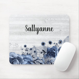 RUSTIKTIMBER BLUE FLORAL GRENZE ZUNEHMEND MOUSEPAD