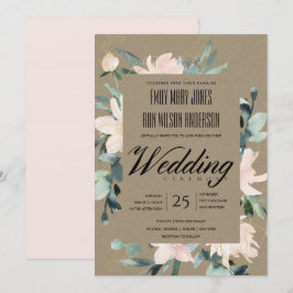RUSTISCH BLUSH GOLD KRAFT FLORAL WATERCOLOR WEDD EINLADUNG