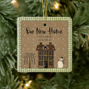 RUSTISCH NEUES ZUHAUSE SALTBOX HAUS PERSONALISIERT KERAMIKORNAMENT