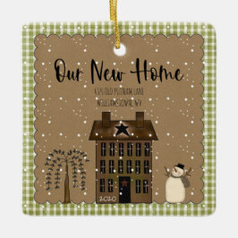 RUSTISCH NEUES ZUHAUSE SALTBOX HAUS PERSONALISIERT KERAMIKORNAMENT
