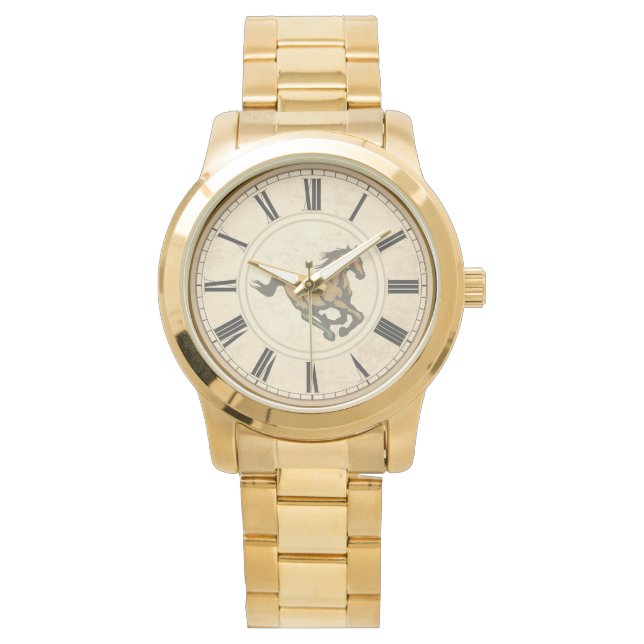 RUSTISCH RÖMISCHE ZAHLEN VINTAGE PFERDE ARMBANDUHR (Vorderseite)