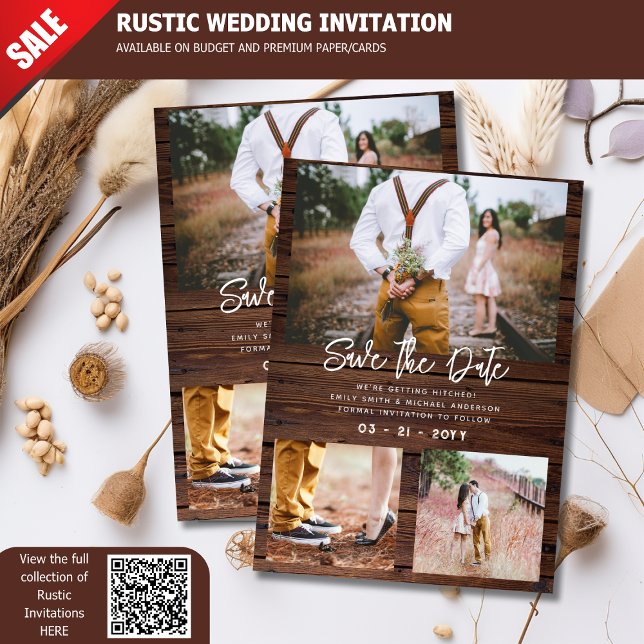 RUSTISCH Save the Date Hochzeitfotografie - Holz Einladung (Von Creator hochgeladen)
