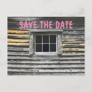 RUSTISCH SAVE THE DATE POSTCARDS, KABIN ANKÜNDIGUNGSPOSTKARTE
