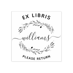Rustische Blätter Skriptfamilie Ex Libris Buch Gummistempel
