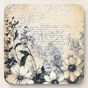 Rustische Blume und Kalligrafie - Braunpapier 1 Getränkeuntersetzer
