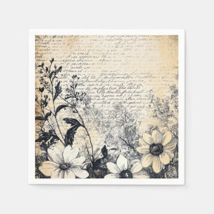 Rustische Blume und Kalligrafie - Braunpapier 1 Serviette