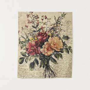 Rustische Blume und Kalligrafie - Braunpapier 2 Wandteppich