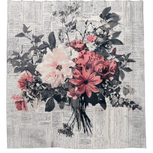 Rustische Blume und Kalligraphie - Braunpapier 5 Duschvorhang