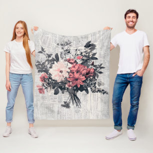Rustische Blume und Kalligraphie - Braunpapier 5 Fleecedecke