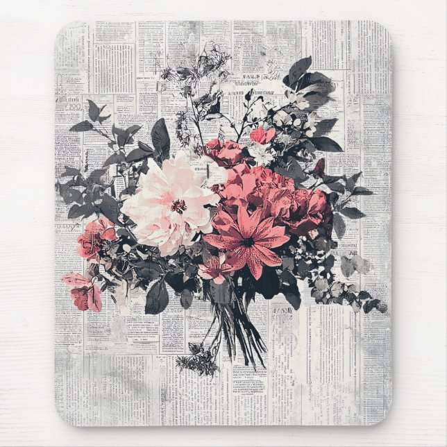 Rustische Blume und Kalligraphie - Braunpapier 5 Mousepad (Vorne)