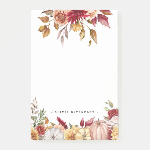 Rustische Blume und Pumpkins fallen Post-It-Notes Post-it Klebezettel