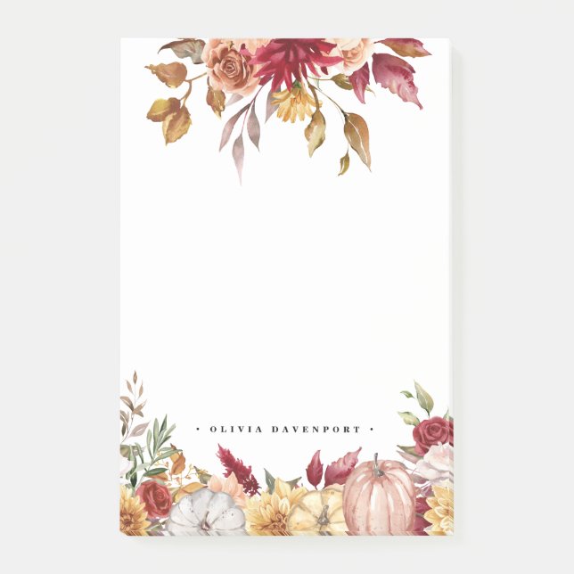 Rustische Blume und Pumpkins fallen Post-It-Notes Post-it Klebezettel (Vorderseite)