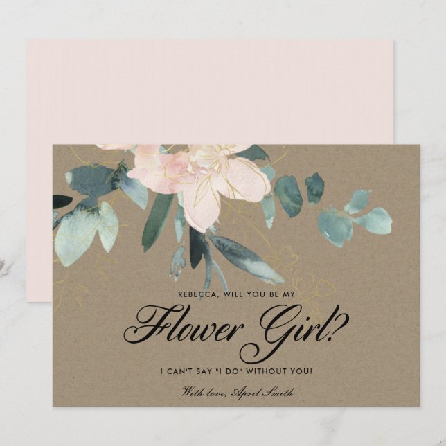 RUSTISCHE BLUSFLORALWASSERFARBE IST MEIN BLUSTERMÄ EINLADUNG (Vorne/Hinten)