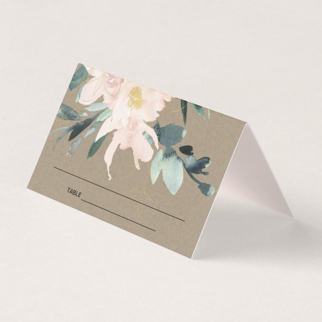 RUSTISCHE BLUSH KRAFT FLORAL BUNCH WEDING PLATZKAR (Vorderseite)