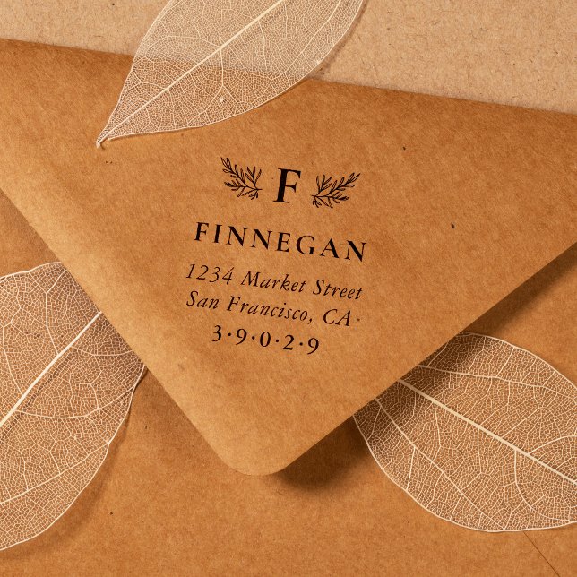 Rustische botanische Monogramm-Rücksendeadresse Permastempel (Von Creator hochgeladen)