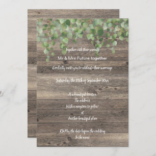 RUSTISCHE EUCALYPTUS WASSERFALL WEDING INVITATION EINLADUNG