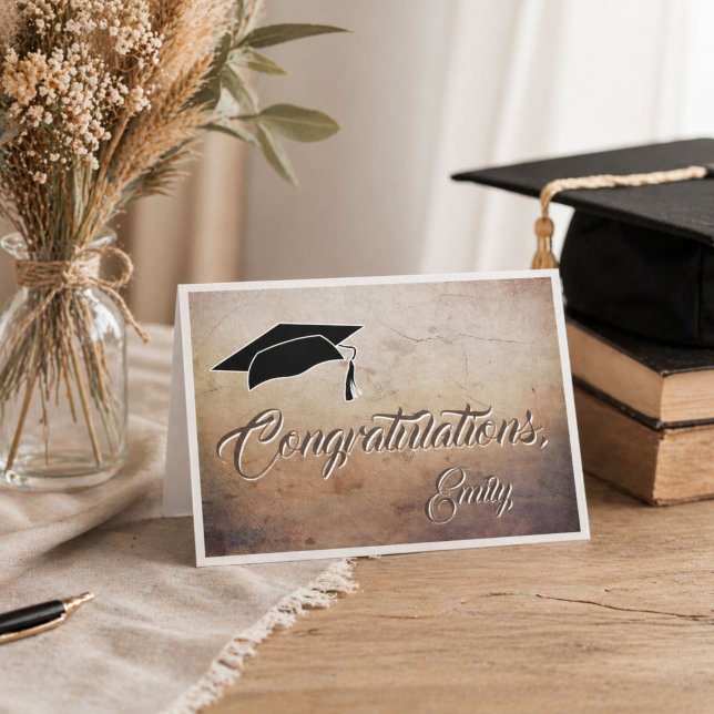 Rustische Glückwünsche Graduierung Cap Karte (Von Creator hochgeladen)