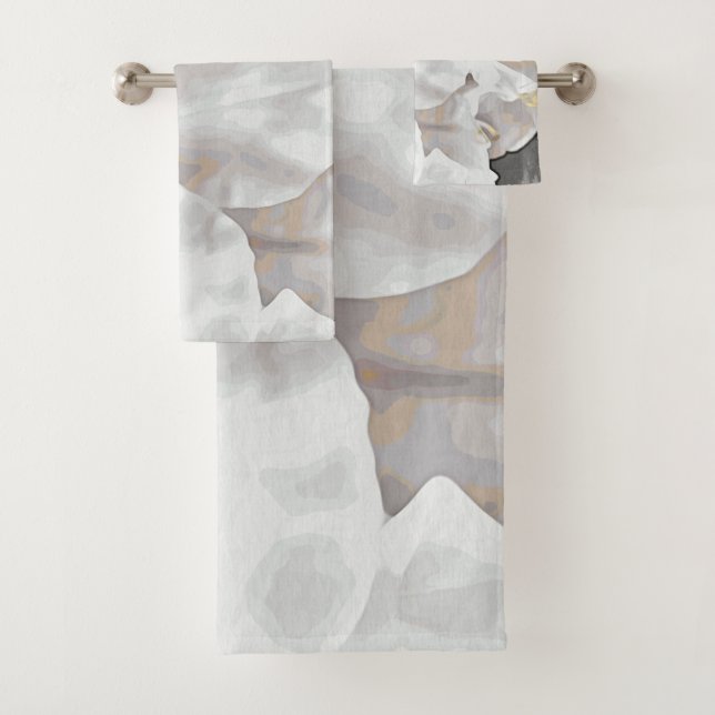 *~* Rustische Grunge Azalea Blume Weiße Neutrale  Badhandtuch Set (Insitu)