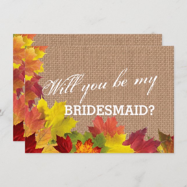 Rustische Herbstlaub Burlap BRIDESMAID Einladung (Vorne/Hinten)