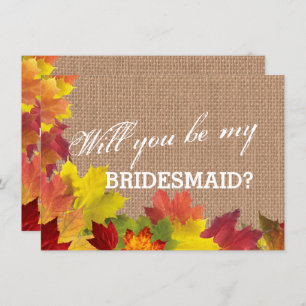 Rustische Herbstlaub Burlap BRIDESMAID Einladung