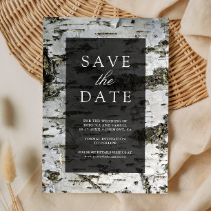 Rustische Hochzeit mit Birkenrinde Save The Date