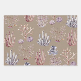 Rustische Kraft Papier Wasserfarbenkorallen Unkrau