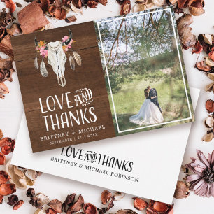 Rustische Liebe dank Antler Dark Wood Dankeschön K Dankeskarte