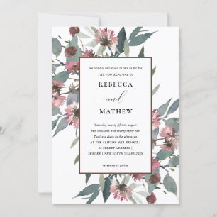 RUSTISCHE PINK EUCALYPTUS FLORAL VOW RENEWITE INVI DANKESKARTE