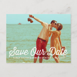 RUSTISCHE RETRO-TYPOGRAFIE SAVE THE DATE POSTCAR ANKÜNDIGUNGSPOSTKARTE