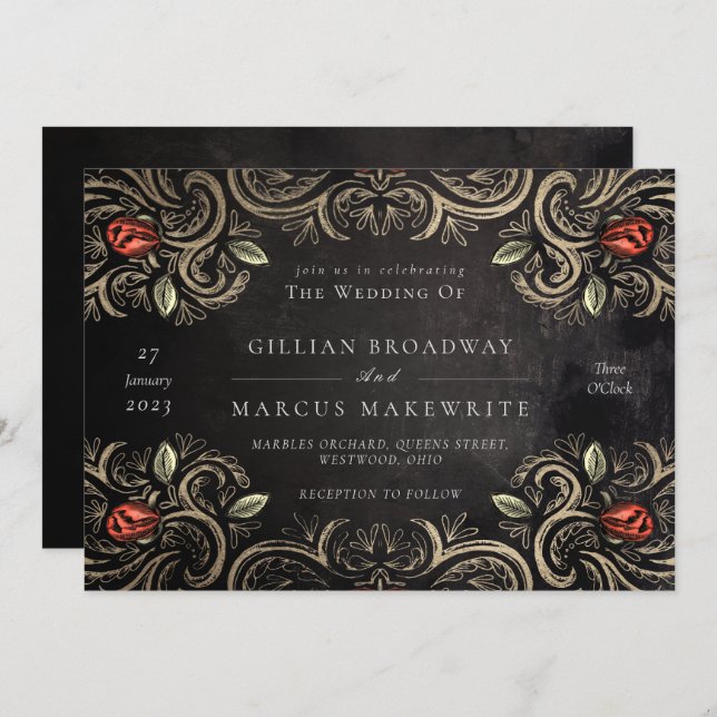 Rustische Rose Einladung (Vorne/Hinten)