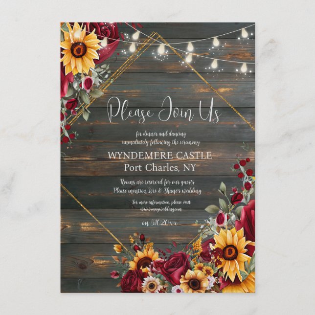 Rustische Rose und Aster QR Code Wedding Begleitkarte (Vorderseite)